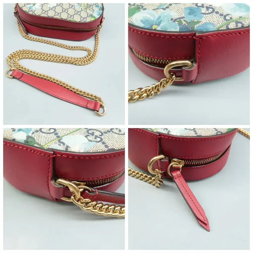 100% Authentic GUCCI Blooms Blue&Red Canvas Shoulder Bag - Picture 8 of 12